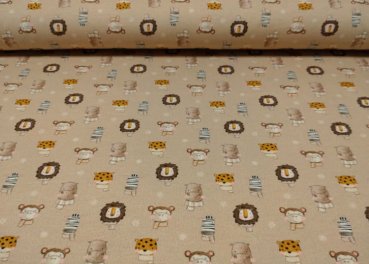 Winter Safari fabric for children by Hilco french terry  with baby animals