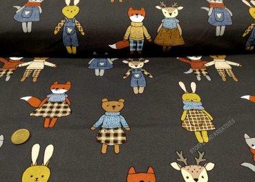 Wood together fabric for children by Hilco french terry animal figures