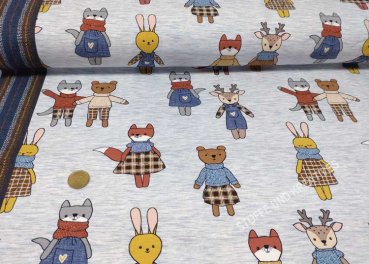 Wood together fabric for children by Hilco french terry animal figures