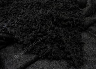 Zotteldots black, knit fabric with shags