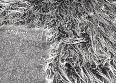 Preview: Zottelstoff Sam Kunstfell grau meliert Plüsch Zottelfell basteln Weihnachten Wichtel Karneval Preview: Zottelstoff Sam grau meliert, Kunstfell Zottelfell für Wichtel, Weihnachtsdeko oder Karneval Rückseite Strick