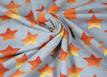 Stars Hilco grey melange fabric for kids