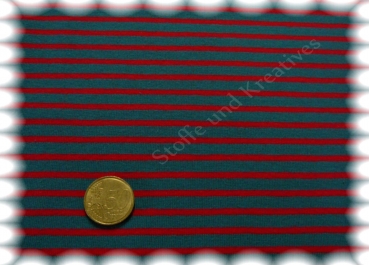 Campan knit fabric stripes Hilco petrol, red