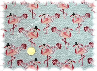 Flamingo-Jersey,Shirtstoff mit Blümchen