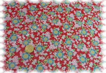 Flower Parade water resistent cotton red Swafing