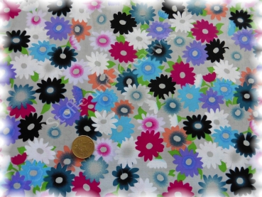 Flowerpower cotton print flowers grey