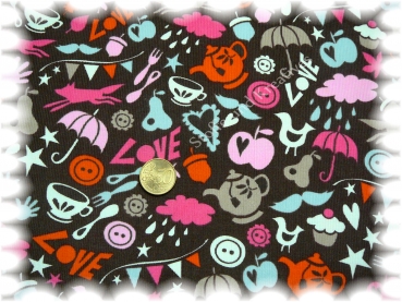 Lovely Things poplin brown Hamburger Liebe    Rest 37 cm reduced!!