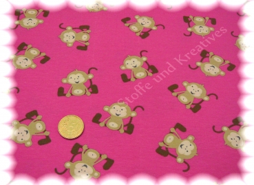 Monkeys Stretch Jersey dark pink    Rest 51 cm reduced!!