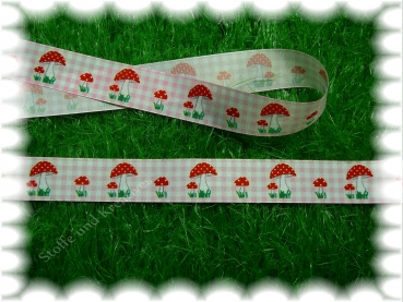 Taftband Mushroom check pink