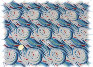 Ocean Wave Elastic-Jersey print white blue Hilco
