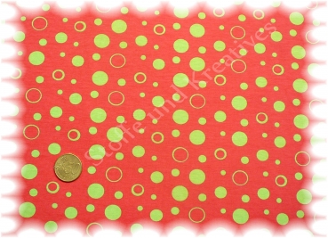 Dots and Circles Stretch Jersey red (hummer) green    Rest 65 cm reduced!!