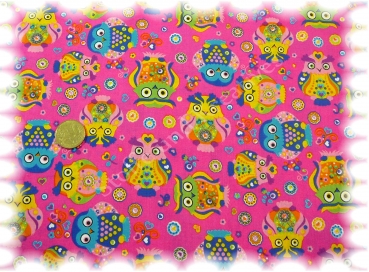 Eule Joschy cotton print owls fuchsia    Rest 38 cm reduced!!