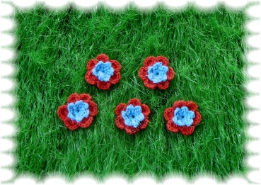 Häkelblumen  crochet flower red, blue