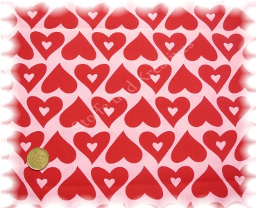 Pop-Hearts cotton poplin hearts pink red 50 cm