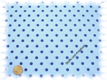 Punktestoff 7 mm  Popeline hellblau, dunkelblau