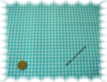 Vichy Enduit  Baumwolle wasserabweisend Karo türkis  _Stoffrest 35 cm reduziert
