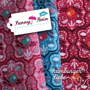 Funny Rain Popeline pink Hamburger Liebe