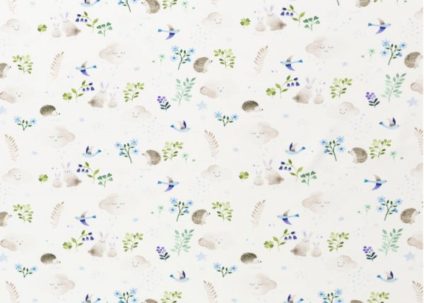 Little Spring jersey white blue Swafing fabric for kids