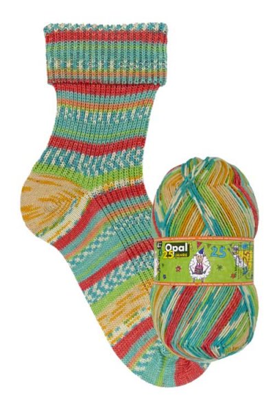 Opal Sock Wool 25 Years kunterbunte Superpower green