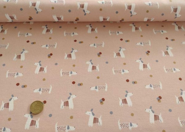 Andino light salmon Hilco fine corduroy, baby corduroy with dogs