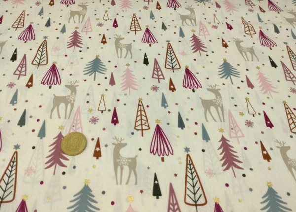 Emma christmas fabric, ecru, cotton print