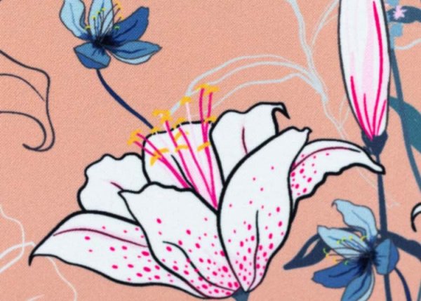 Fiete Blumen Nano Softshell in lachs mit Blumen, Innenseite Fleece grau von Swafing