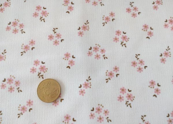 Flowers Glitter corduroy with small flowers ecru