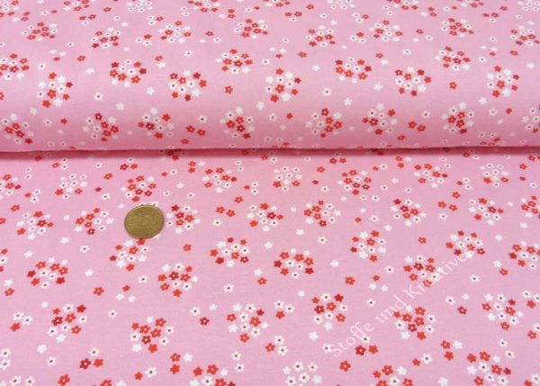 Fresh Fruits Flowers light pink jersey Hilco fabric for kids with small flowers by JaTiJu
