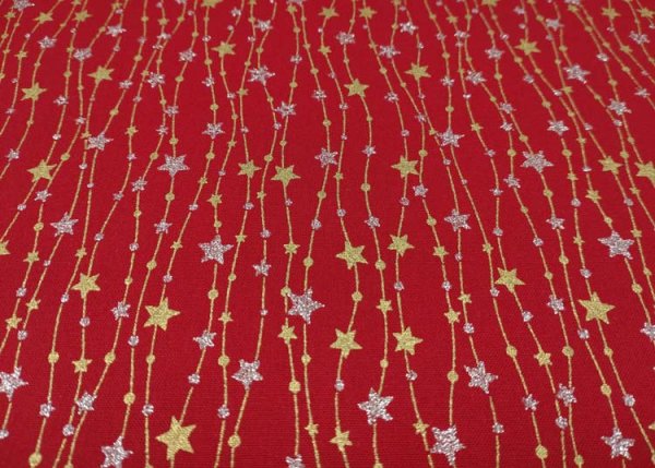 Glitzersterne christmas fabric red