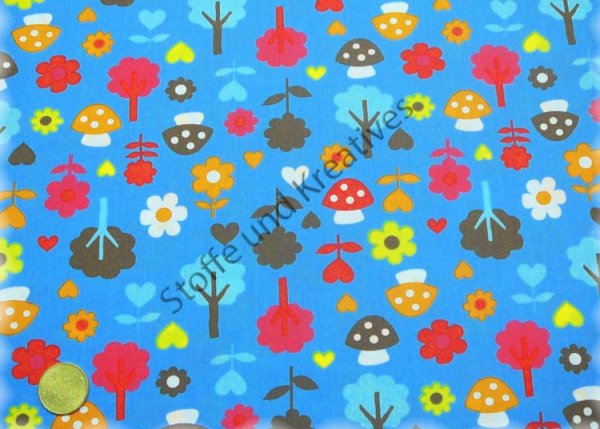 Janica cotton poplin blue fabric for children