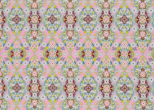 Julia Ornaments pink cotton woven fabric by Sswafing