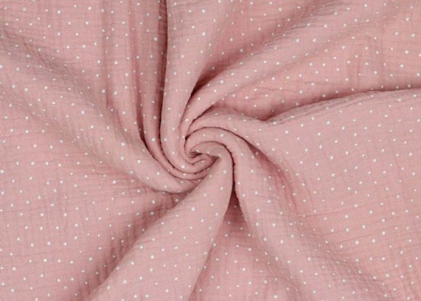 Musselin Mini Dots rose Double Gauze Meterware Babystoff