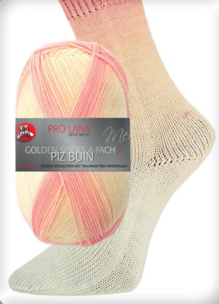 Pro Lana Piz Buin Sockenwolle gelb ecru 4fach Strumpfwolle Golden Socks