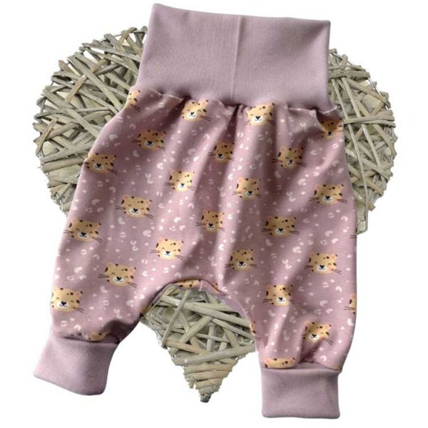 Baby pants handmade design lion mauve