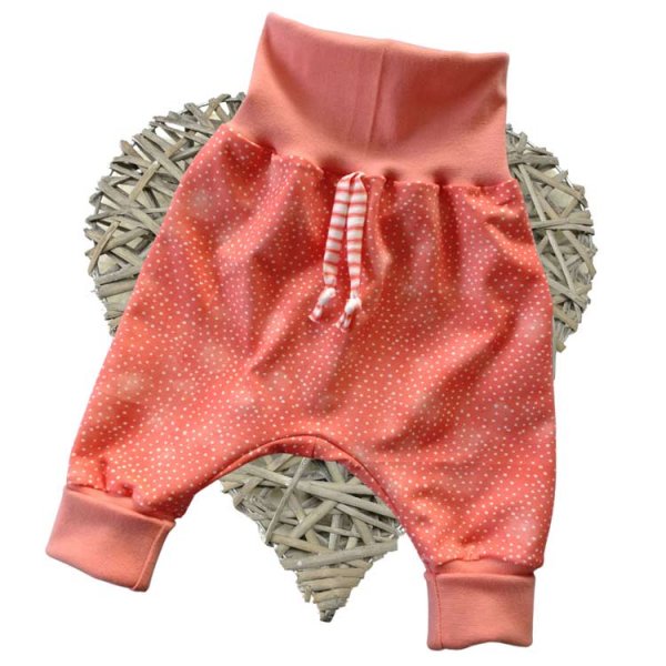 Baby pants handmade design dots coral