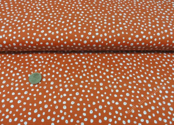 Safari Dot Bio-Jersey in terracotta mit Punkten, Hilco organic cotton Stoff für Kinder und Erwachsene
