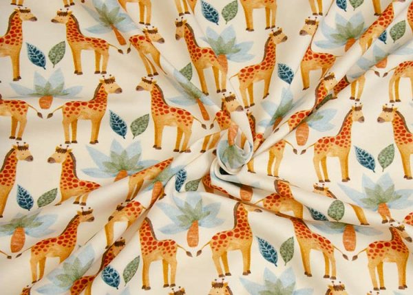 Safari Giraffe ecru Baumwoll-Jersey mit Giraffen, ein Kinderstoff von Hilco