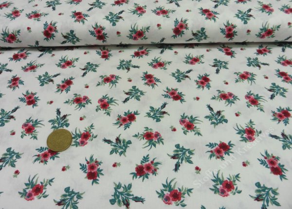 Sarah white cotton poplin small flowers