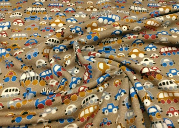 Small Cars fabric for children by Hilco french terry  with cars