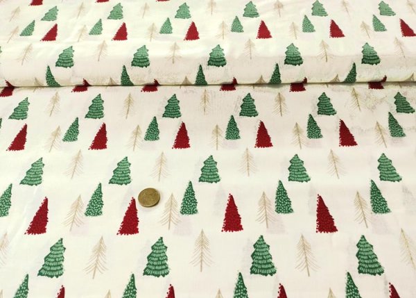 Tannenbäume christmas fabric ecru with christmas trees