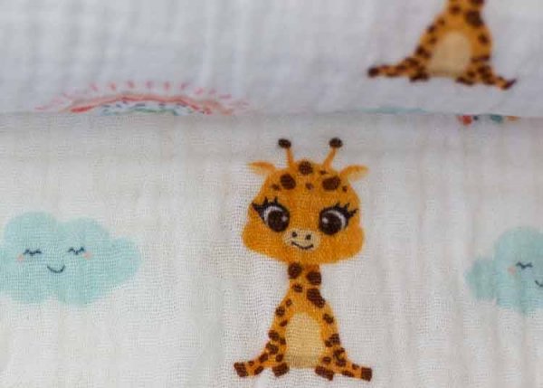 Thea Giraffe Double Gauze Baumwollstoff für Kinder von Swafing