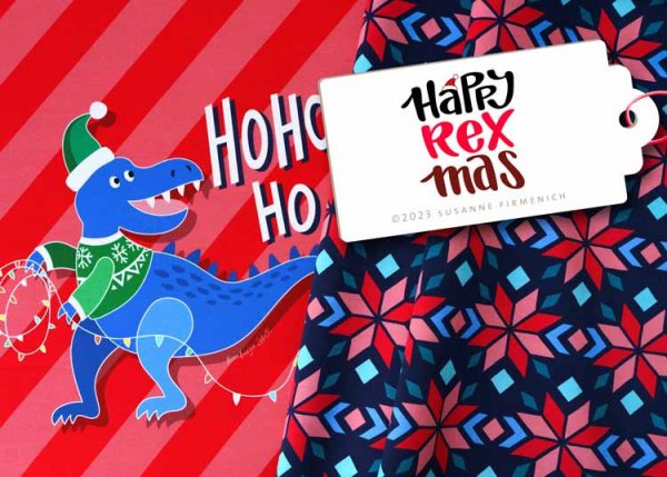 Hamburger Liebe Ugly Christmas Design Happy REXmas Dino Panel Sweat French Terry