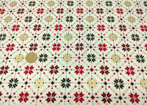 Weihnachtssterne christmas fabric, ecru, cotton print