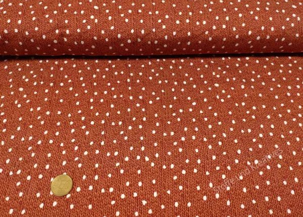 Wood Knit rost Hilco Sweatshirtstoff in Strickoptik mit Punkten Kinderstoff Meterware als French Terry