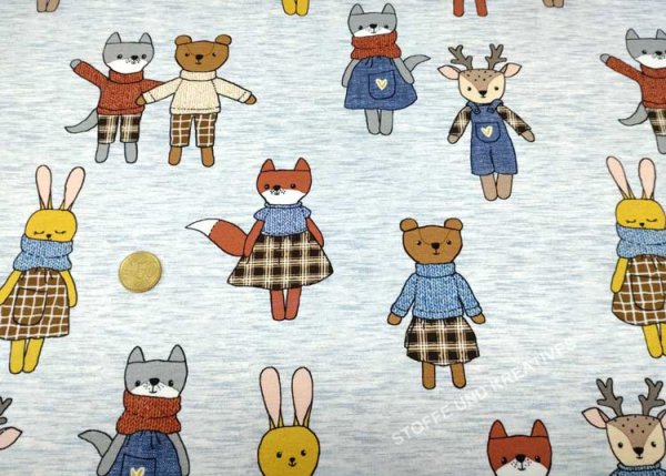 Wood together fabric for children by Hilco french terry animal figures