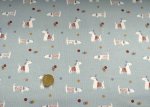 Andino dusty blue Hilco fine corduroy, baby corduroy with dogs