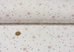 Celia Starry Sky ecru salmon Nicky Hilco fabric for kids and babies