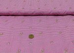 check and roses cotton poplin pink fabric with small flowers