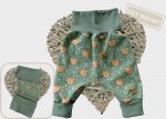 Fabric cuttings pants pattern Lybstes Baby size 50/56 - 86/92 Jersey Lion old green plus cuff