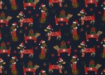 Holly Swafing christmas fabric with dogs dark blue